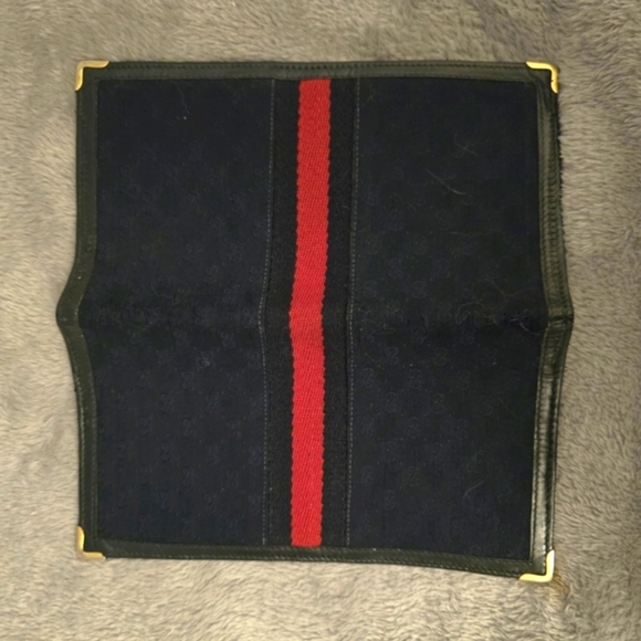 GUCCI Black & Red Pre-Serial # Era! 1970's Vintage! Web bifold vertical wallet - Picture 8 of 8